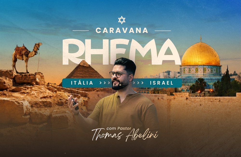 Arte da Caravana Rhema 2027, de 4 a 10 de maio, Itália a Israel, com o Pastor Thomas Abelini